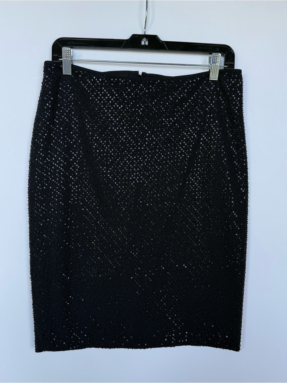 Kay Unger Black Beaded Pencil Skirt